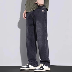 Jeans décontractés pour hommes de haute qualité, coupe droite, couleur unie, denim délavé léger, style vintage - Product Image 5