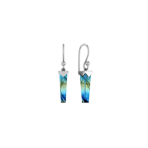 Boucles d'oreilles pendantes en argent sterling 925 de qualité supérieure, finition haut de gamme, labradorite AA taillée en forme de crayon, sertissage clos, tendance mariage - Product Image 1