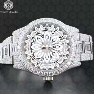 Montre de luxe pour homme Charm_Jewells en acier inoxydable, boîtier de 40 mm, verre saphir, analogique, mécanique, bracelet serti de diamants, 10 bars - Product Image 1