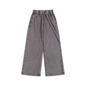 Pantalon de survêtement évasé épais délavé à l'acide, taille élastique, bas déchiré, motif sérigraphié, long - Product Image 3