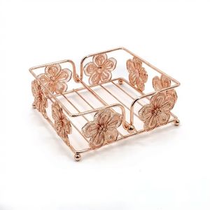 Panier à serviettes en métal noir de style royal avec motif en spirale, support décoratif vintage sur pied pour table à manger - Product Image 5