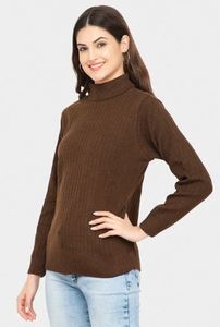 Robe pull longue élégante et décontractée à col montant épais, haut en tricot de qualité supérieure, fabriqué en Inde, prix de gros - Product Image 4