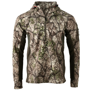 Sudadera con capucha de camuflaje para hombre, media cremallera, corte regular, transpirable, de poliéster tejido, estilo casual para exteriores, estilo otoñal - Product Image 3