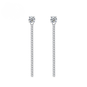 925 Sterling Silver Moissanite Tassel Long <b>Earrings</b> Luxury 1ct Certified Lab <b>Diamond</b> Drop <b>Dangle</b> Ear Accessories Women - Product Image 4