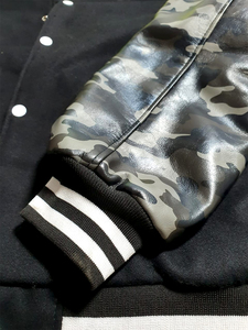 เสื้อแจ็คเก็ตวาร์ซิตี้สีดำสำหรับผู้ชาย ผ้าขนสัตว์/โพลีเอสเตอร์ คอตั้ง ติดกระดุมแบบปกปิด ใส่ได้สองด้าน เป็นมิตรกับสิ่งแวดล้อม สไตล์ไฮสตรีท สำหรับฤดูหนาว - Product Image 5
