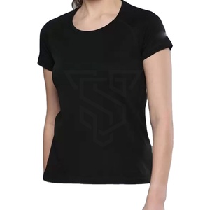 Women's O-Neck Short Sleeve Solid Color T-<b>Shirt</b> 100% Polyester Knitted Breathable <b>Slim</b> <b>Fit</b> Casual Regular Length - Product Image 1