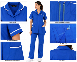 Tenues de travail médicales FIQRA SPORTS NHS, tuniques, vente en gros, logo personnalisé, ensembles de blouses pour médecins et infirmières, tissu en coton unisexe pour hôpital - Product Image 2