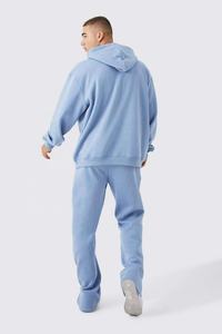 Ensemble évasé de nouvelle conception pour hommes, en molleton épais 100% coton, deux pièces, sweat-shirt à capuche et pantalon de survêtement évasé, ensemble de jogging pour hommes - Product Image 4