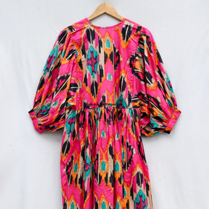 Beautiful floral Cotton Block Printed dress Dress For Casual wear Hand Block Printed Dress - Product Image 4