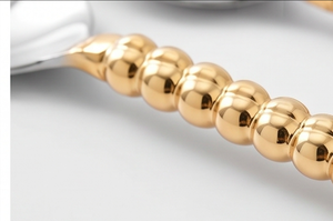 Elegant Gold <b>Beaded</b> Handle Flatware Set Silver Finish Dishwasher Safe Wedding Tableware Metal Cutlery - Product Image 2
