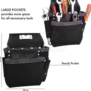 Ceinture à outils professionnelle pour charpentier, en toile marron, pochette imperméable, sangle réglable, plusieurs poches pour électriciens et charpentiers - Product Image 4