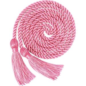 Cordon torsadé rose avec pompons pour vêtements, 100% polyester, cordons ronds, style simple, prix abordable et service OEM - Product Image 1