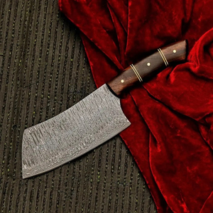 Cuchillo de Chef Burraq Hecho a Mano de Acero al Carbono de Grado Industrial, Multifuncional, con Patrón de Gota de Lluvia, Mango de Madera y Funda de Cuero - Product Image 6