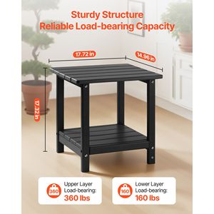 "Double Layer HDPE 17.72W X 14.96D X 17.32H Inch Patio & Mall <b>Outdoor</b> <b>Side</b> <b>Table</b> Easy Maintenance Harsh Weather Resistant" - Product Image 2