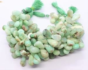 Perles de chrysoprase lisses en forme de poire, perles de chrysoprase en forme de poire longue, perles de pierres précieuses de chrysoprase de 8 pouces, perles de chrysoprase lisses en forme de poire en vrac - Product Image 1