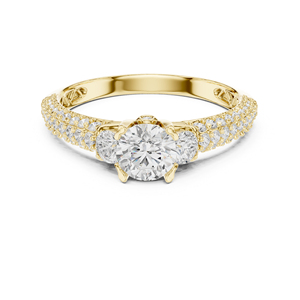 แหวนเพชรทรงกลมทองคำ 14K สำหรับผู้หญิง |   ชุดทำงาน |   เพชรที่เพิ่งเพาะเลี้ยง - Product Image 1