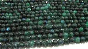 Perles rondes facettées en labradorite verte naturelle de 6-7 mm, brins de 8 pouces de long - Product Image 3