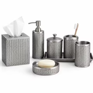 Premium Metal <b>Bathroom</b> <b>Set</b> Luxury Bath <b>Accessories</b> Collection for Modern Home Hotel Resort Vanity Counter Decor - Product Image 2