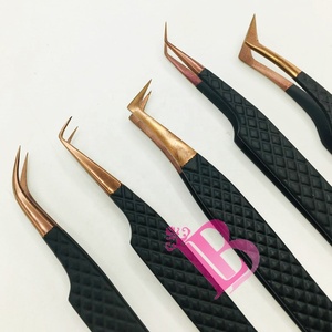 Ensemble de pinces à cils très réputées, en acier inoxydable japonais, noires, anti-dérapantes, au meilleur prix. - Product Image 3
