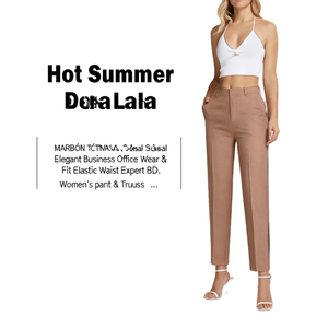 Oferta de Verano: Pantalones Casuales de Cintura Alta para Mujer, Transpirables, Elegantes, para Oficina, Corte Holgado, Cintura Elástica, Pierna Recta - Product Image 3