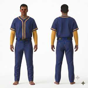 Custom Men's <b>Baseball</b> Uniform Set Blue Yellow Striped Jersey Pants Breathable Sublimation Print All Seasons Regular Fit - Product Image 1