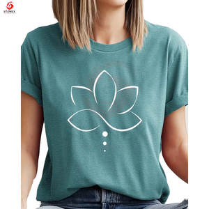 T-shirt ample d'été pour femme en coton respirant et écologique, à col rond, manches courtes et motif imprimé mignon - Product Image 1