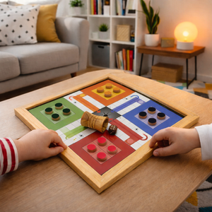 Jeu de société en bois Ludo et Serpents et Échelles |   Jeu de société familial en bois de hêtre fait main, jouet éducatif pour enfants, article de collection - Product Image 2