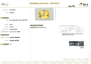 พลอยแซฟไฟร์สีเหลืองทรงคุชชั่นธรรมชาติ 6.63 กะรัต จากศรีลังกา สำหรับทำเครื่องประดับและแหวน YCIH-156 - Product Image 6
