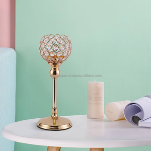 Bougeoir en verre doré pour décoration intérieure Bougeoirs en cristal en métal doré et argenté pour table de mariage - Product Image 4