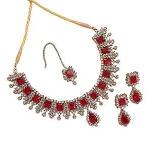 Parure de bijoux indiens de haute qualité pour mariage, fête, fiançailles, cadeau, collier AD avec boucles d'oreilles clous, bijoux tendance - Product Image 1