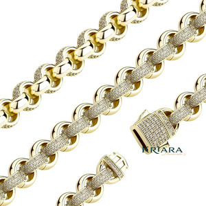 Bracelet à maillons en moissanite plaqué or S925, coupe ronde brillante, micro-incrustation, bijoux de luxe pour homme - Product Image 4