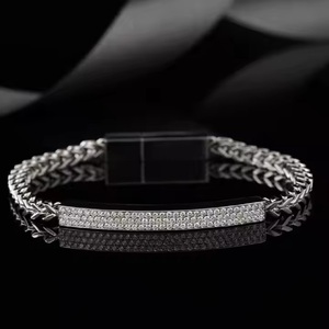 925 Sterling <b>Silver</b> Hip Hop Moissanite <b>Charm</b> <b>Bracelet</b> with Elegant Link Chain Design Sparkling Fashion Jewelry Gift Accessory - Product Image 4