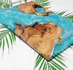 Resin <b>Serving</b> <b>Tray</b> <b>Handles</b> Handmade Dishwasher Safe Modern Design for Kitchen Dining Breakfast Tea Coffee Food Snacks Home Decor - Product Image 2