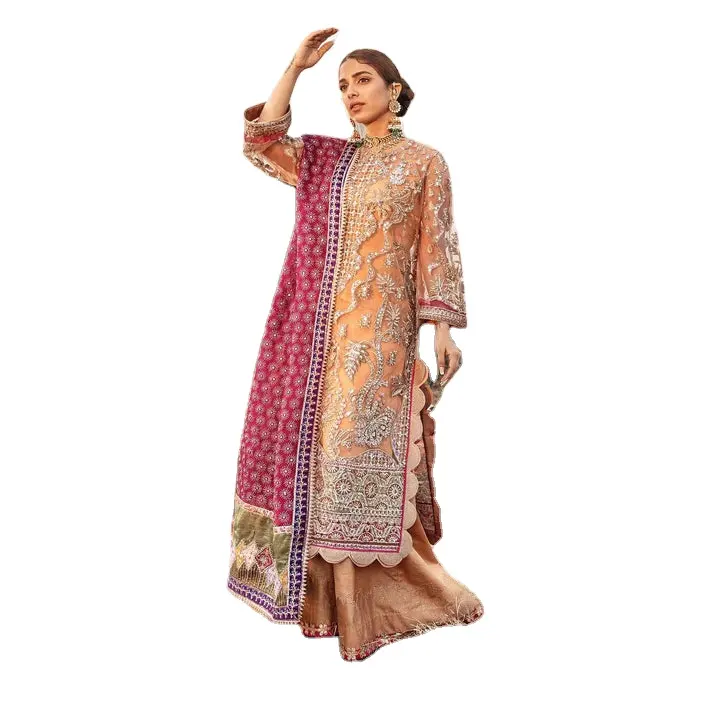 Premium kalite 2022 son toptan pakistanlı işlemeli düğün giyer özelleştirilmiş renk boyutu en iyi dikiş kaliteli