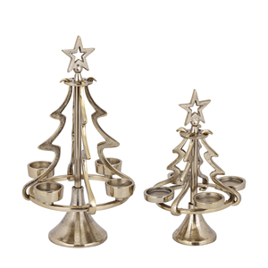 Luxury Gold Christmas <b>Tree</b> Candle Holder Handicraft Metal Tealight Stand Wooden Base Festive Winter Forest <b>Tabletop</b> Centerpiece - Product Image 6