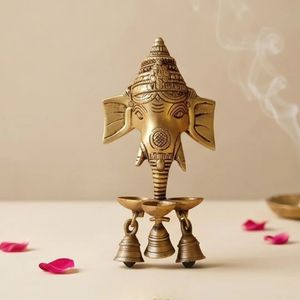 Figura de Ganesha de Latón Chapado en Oro de Primera Calidad con Campanas, Quemador de Incienso, Decoración para el Hogar, Escultura de Arte Religioso - Product Image 4