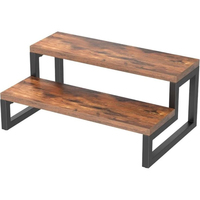 Présentoir à 3 niveaux en bois pour buffet et support alimentaire pour la restauration hôtelière, support à gâteaux et desserts en bois avec cadre en métal noir, fournitures de fête