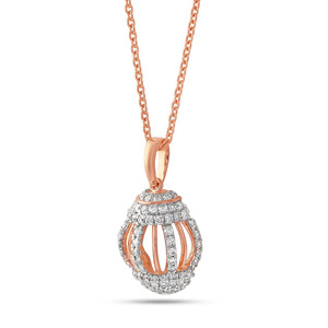Collar con Colgante de Diamante en Forma de Esfera Encerrada en Oro Rosa - Product Image 1