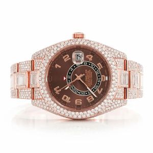 Montre à quartz bicolore or rose pour homme, bracelet en acier inoxydable serti de pierres, montre de ville pour affaires - Product Image 1