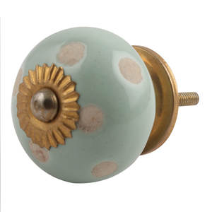 Boutons de tiroir décoratifs faits à la main en céramique verte gravée à points, poignées de meuble de cuisine, poignées de porte d'armoire, vente en gros - Product Image 2