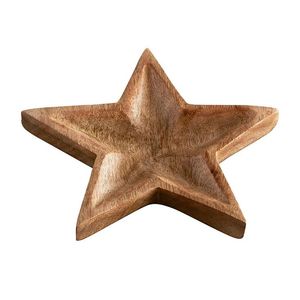 Bandeja de servir en forma de estrella de madera de mango, precio al por mayor, plato de aperitivos de madera hecho a mano, decoración de mesa navideña, regalos navideños - Product Image 1