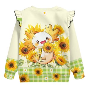 Blouse pull-over en maille doublée décontractée pour bébé fille, à manches longues, imprimé floral, respirante, écologique, avec manches évasées - Product Image 4