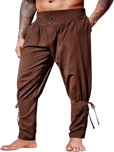 Pantalones de Pirata para Hombre, Disfraz Medieval Renacentista Gótico, Pantalón de Lino/Algodón Teñido, Talla Grande 3XL - Product Image 4