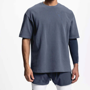 Camiseta de Algodón Oversize para Hombre, Manga Corta, Cuello Redondo, Color Liso, Anti-Pilling, Ecológica, Estampado Serigrafiado, Tejido de 240g - Product Image 3