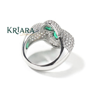 Bague cocktail fleur en argent 925 et moissanite, sertie pavé, bijoux de luxe pour femme - Product Image 3