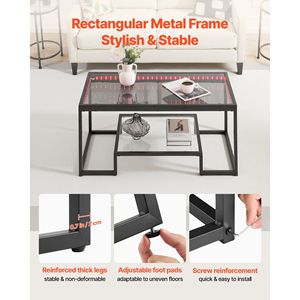 Tavolino da Caffè Moderno a 2 Ripiani in Vetro con Vano Portaoggetti Aperto, Design Minimalista per Soggiorno - Product Image 6