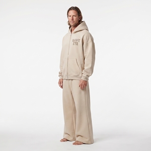 Conjunto de dos piezas de chándal de algodón con forro polar para hombre, con sudadera con capucha de corte oversize y hombros caídos, y joggers de pierna ancha de ajuste holgado. - Product Image 3