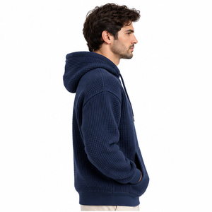 Mens Waffle Knit Hoodie Casual Pullover Thermal <b>Long</b> Sleeve Outdoor Winter Custom Streetwear <b>Sweatshirt</b> Wholesale Sportswear - Product Image 3