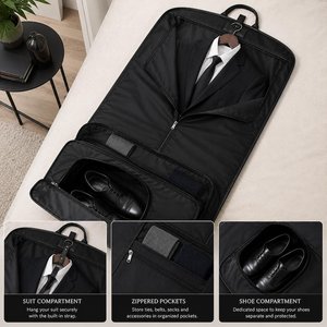 Premium Distressed Leather <b>Suit</b> <b>Carrier</b> Handmade Heavy-Duty Garment Bag Zipper Casual Simple Business Travel Luggage - Product Image 4