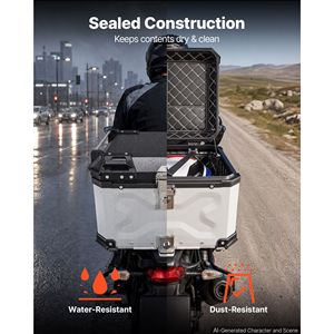 Top Case Moto 80L Universel en Aluminium Rigide Étanche avec Verrou de Sécurité Amovible - Product Image 4